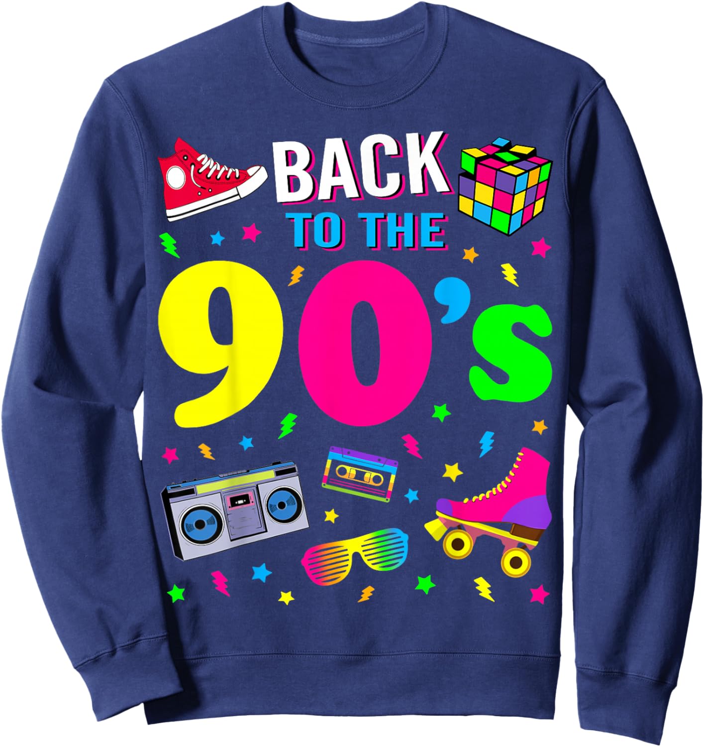 Back to 90's 1990s Vintage Retro Nineties Costume Party Gift Sweatshirt - Sweatshirt | Navy