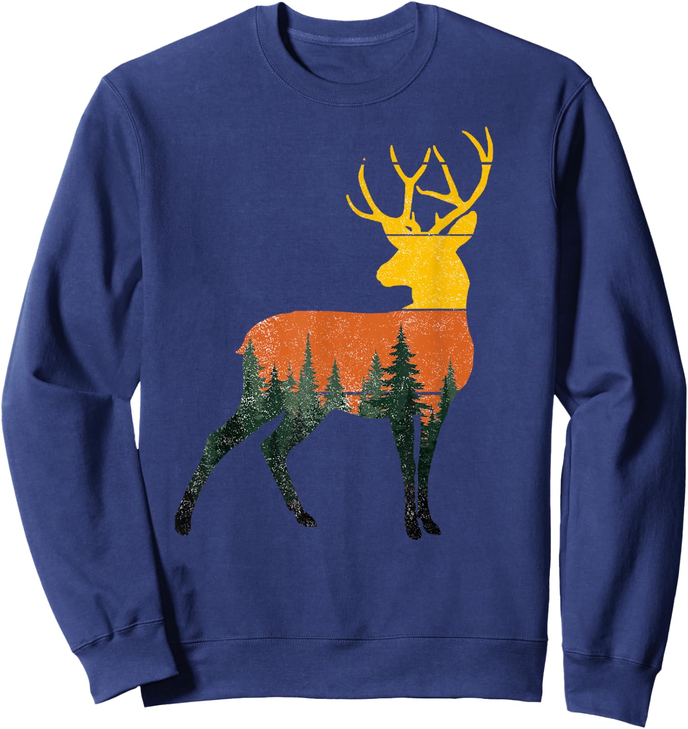 Buck Deer Outdoor Forest Nature Wildlife Animal Vintage Sweatshirt - Sweatshirt | Navy
