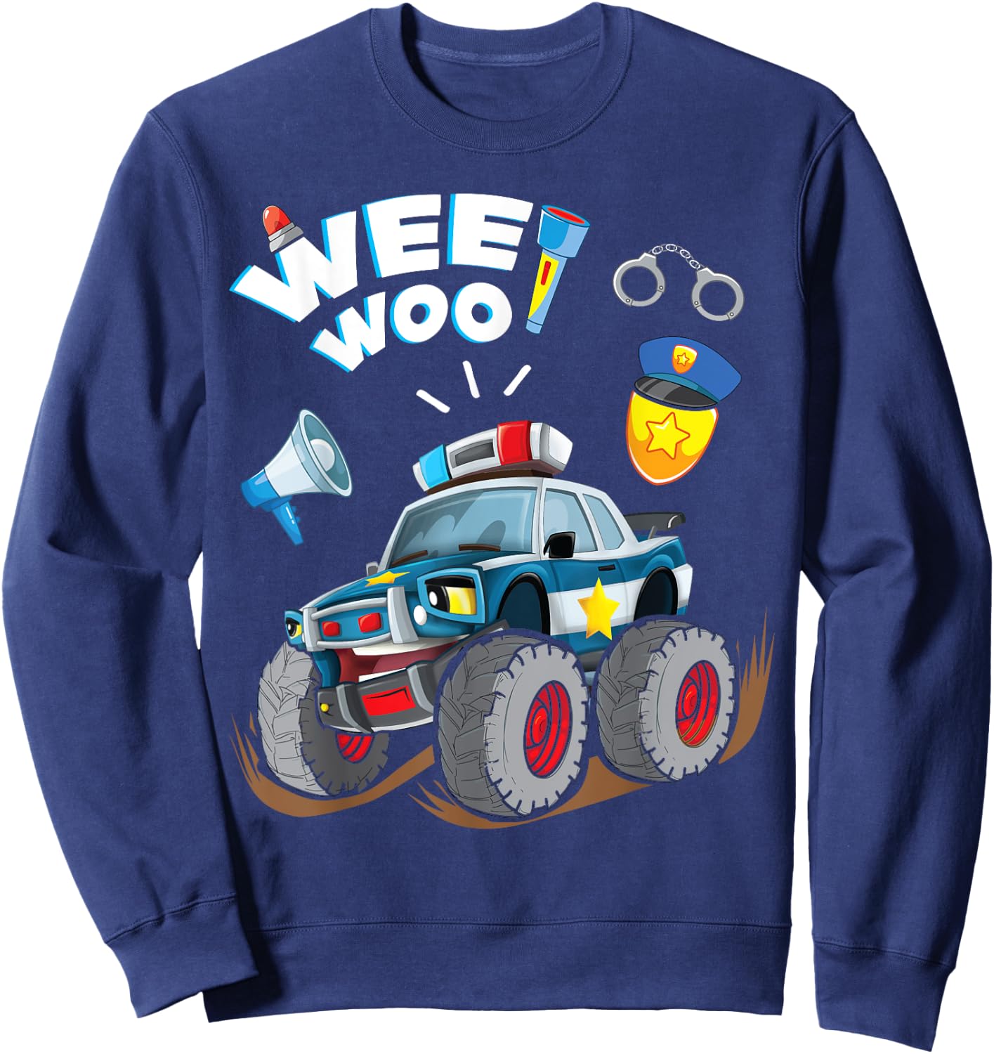 Funny Monster Truck Police Car Boy Wee Woo Cop Policeman Sweatshirt - Sweatshirt | Navy