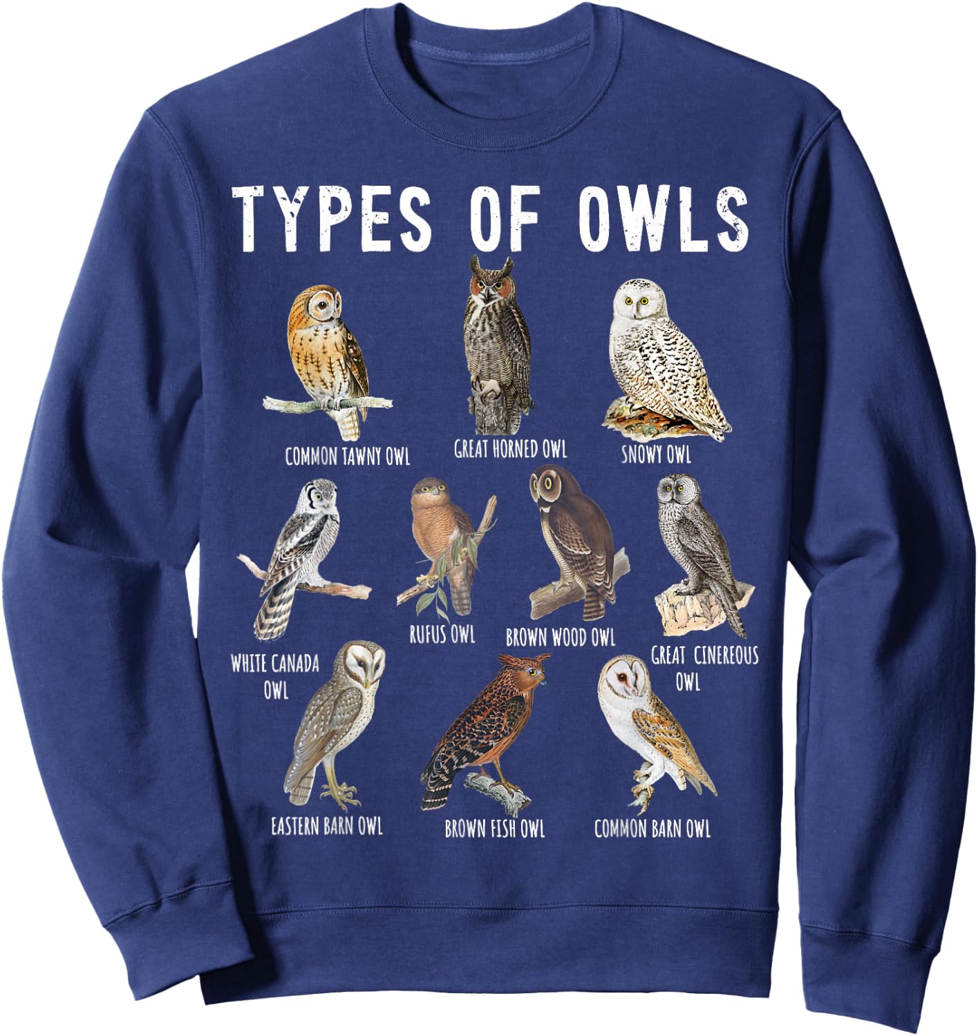 Owl Lover, Owl Types, Bird Lover, Owl Sweatshirt - Sweatshirt | Navy