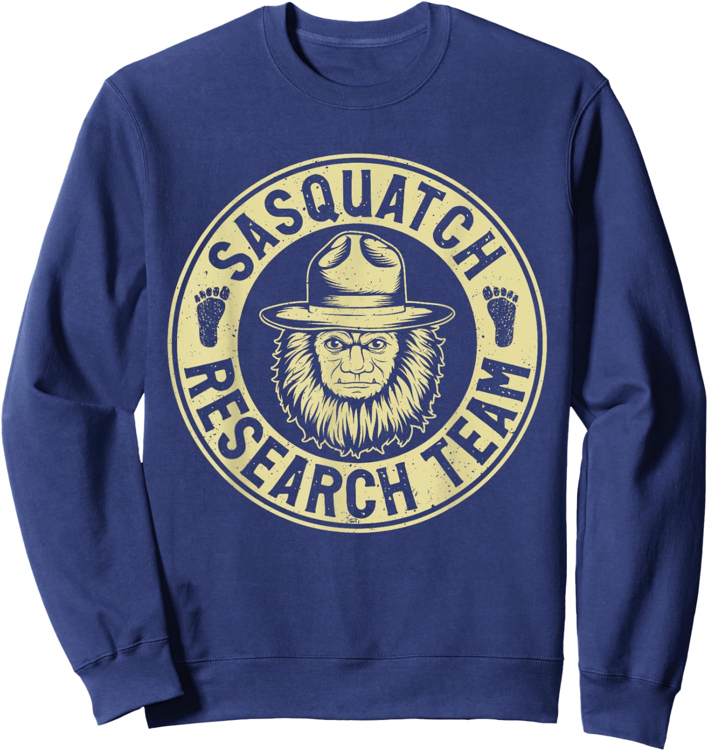 Sasquatch Research Team Bigfoot Vintage Mythical Creature Sweatshirt - Sweatshirt | Navy