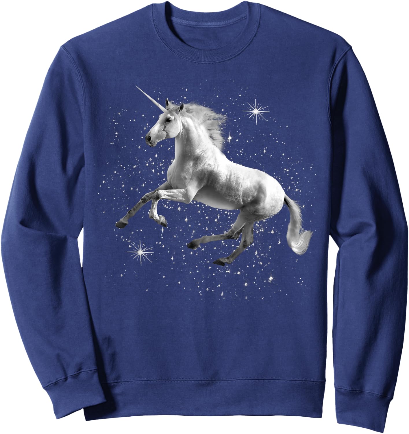 Unicorn Black and White Starry Stars Sweatshirt - Sweatshirt | Navy