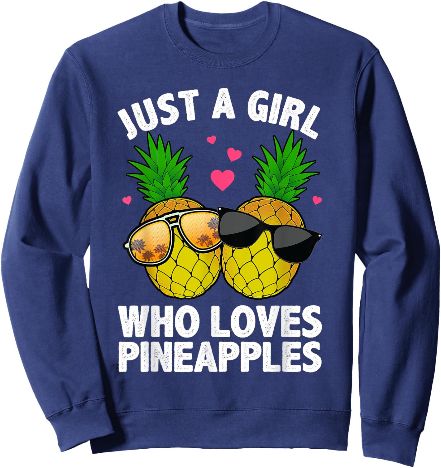 Cool Pineapple Art Girls Hawaiian Aloha Pineapples Sweatshirt - Sweatshirt | Navy