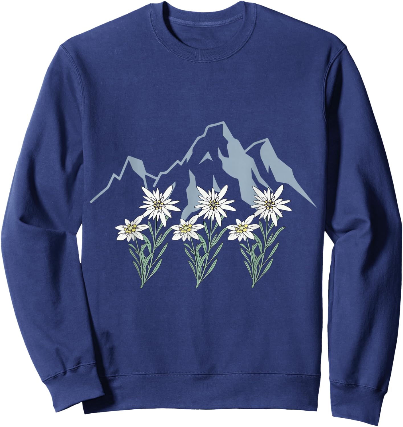Mountains Switzerland Alps Edelweiss basket alpine flower Sweatshirt - Sweatshirt | Navy