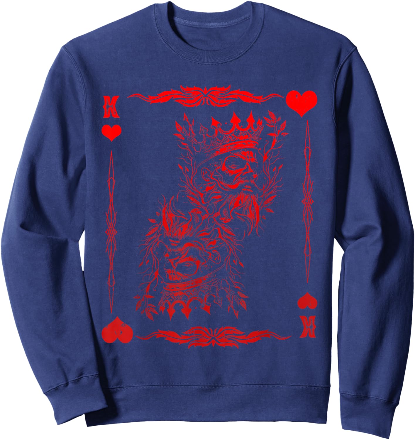 Gothic King of Hearts Creepy Card Game Poker Halloween Sweatshirt - Sweatshirt | Navy