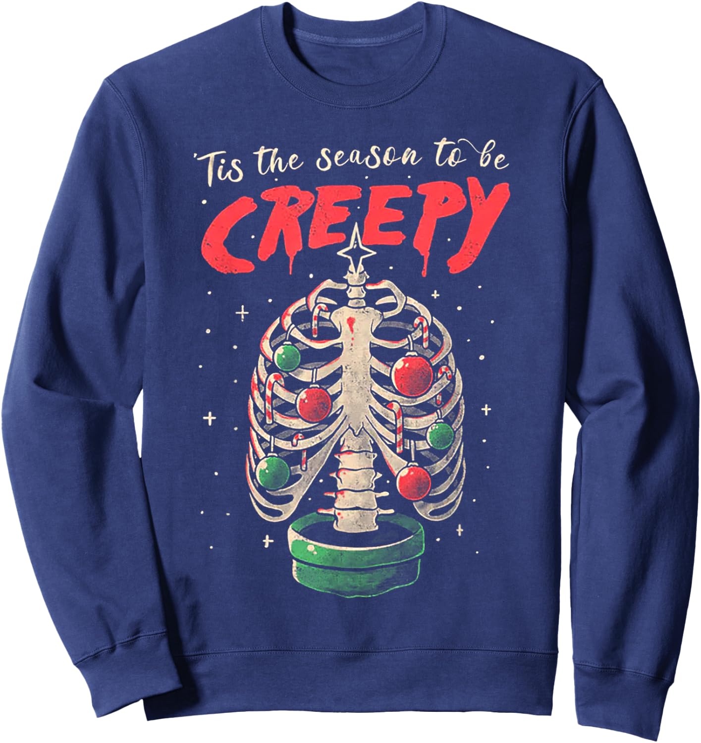 Tis The Season To Be Creepy Skeleton Tree Xmas Sweatshirt - Sweatshirt | Navy