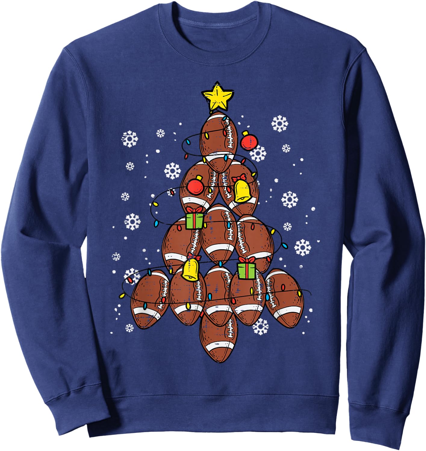 American Football Christmas Tree Xmas Sports Men Women Kids Sweatshirt - Sweatshirt | Navy