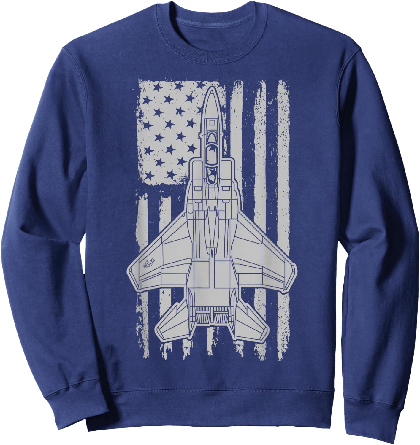 F-15 Eagle Fighter Jet Airplane American Flag F15 Sweatshirt - Sweatshirt | Navy