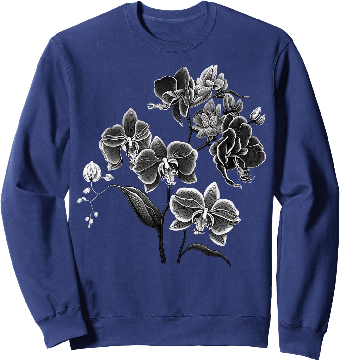 Simple Orchid Flower on black and white Orchid Sweatshirt - Sweatshirt | Navy