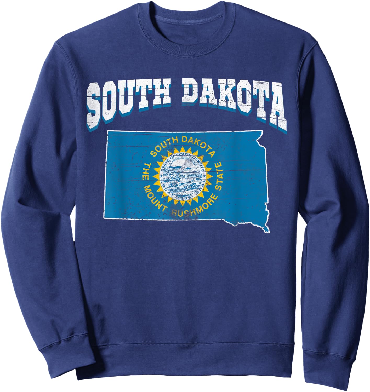 US Citizen Proud America State Flag Land Map South Dakota Sweatshirt - Sweatshirt | Navy