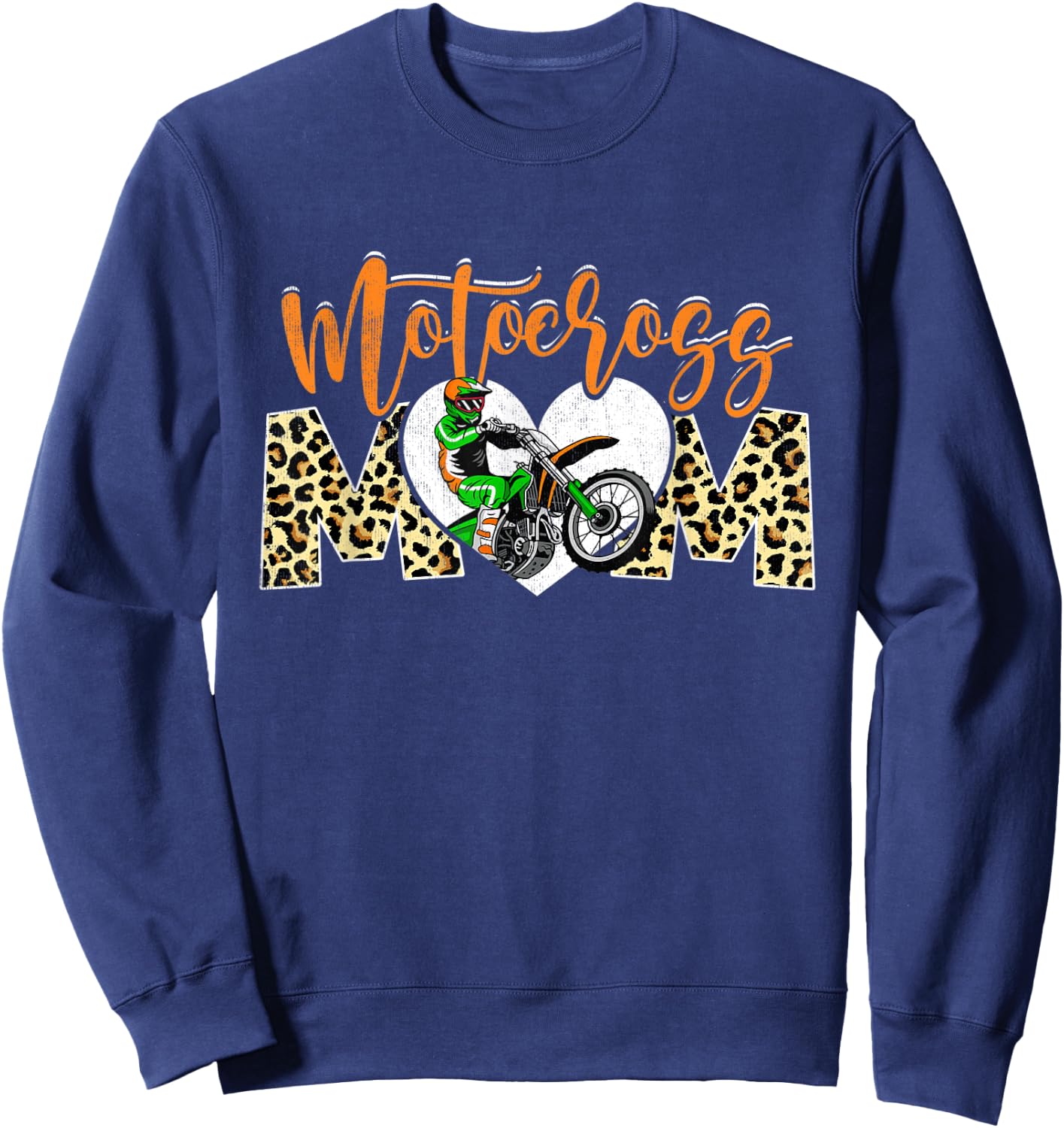 Sport Mom Leopard Mother's Day Motocross Mommy Mama Sweatshirt - Sweatshirt | Navy