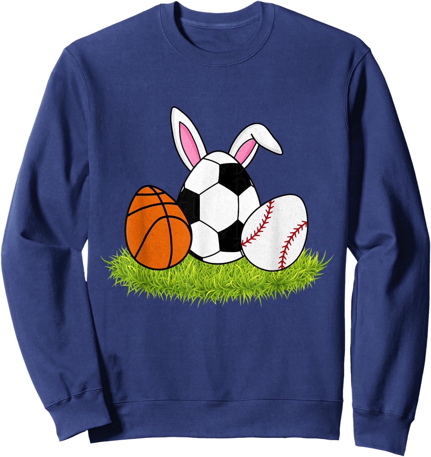 Kids Easter Boys Baseball Basketball Soccer Bunnies Rabbit Sweatshirt - Sweatshirt | Navy