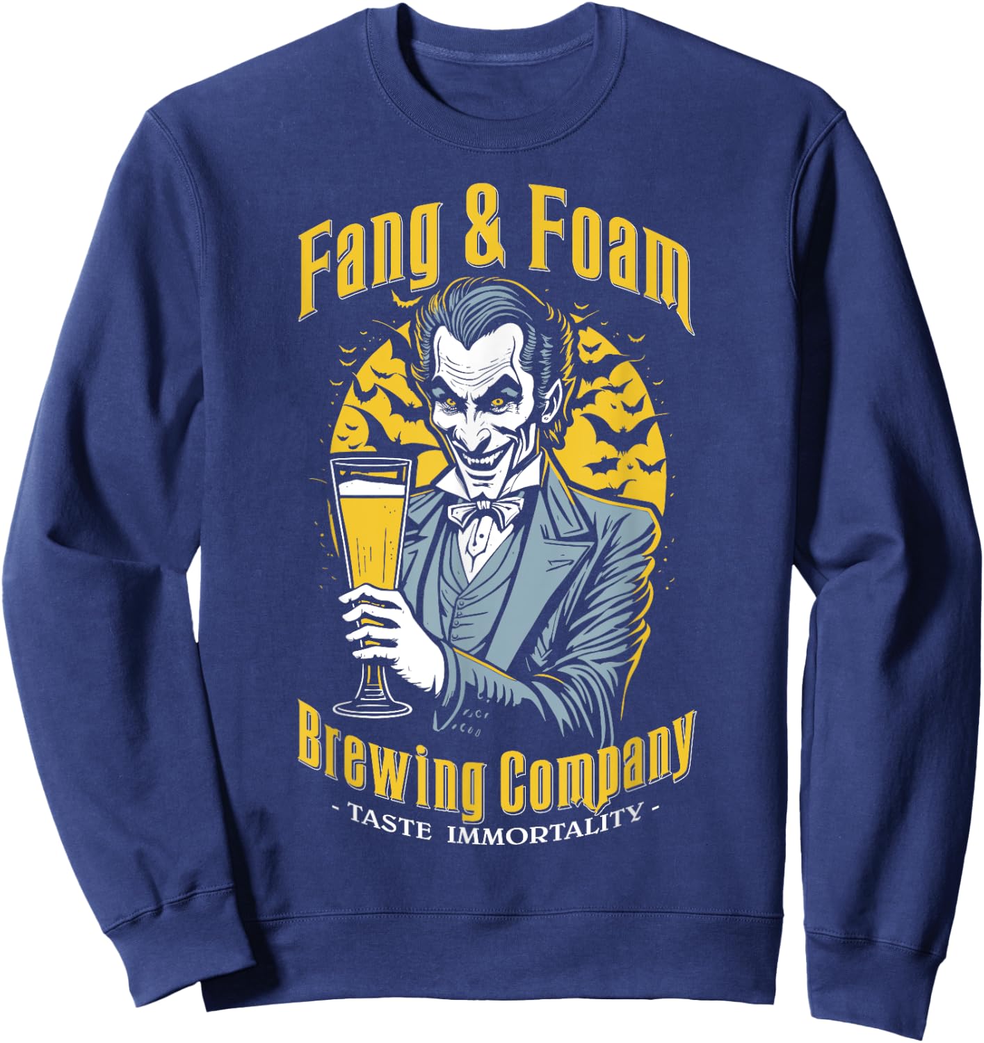 Halloween Beer Funny Gothic Count Dracula Vampire Brewing Sweatshirt - Sweatshirt | Navy