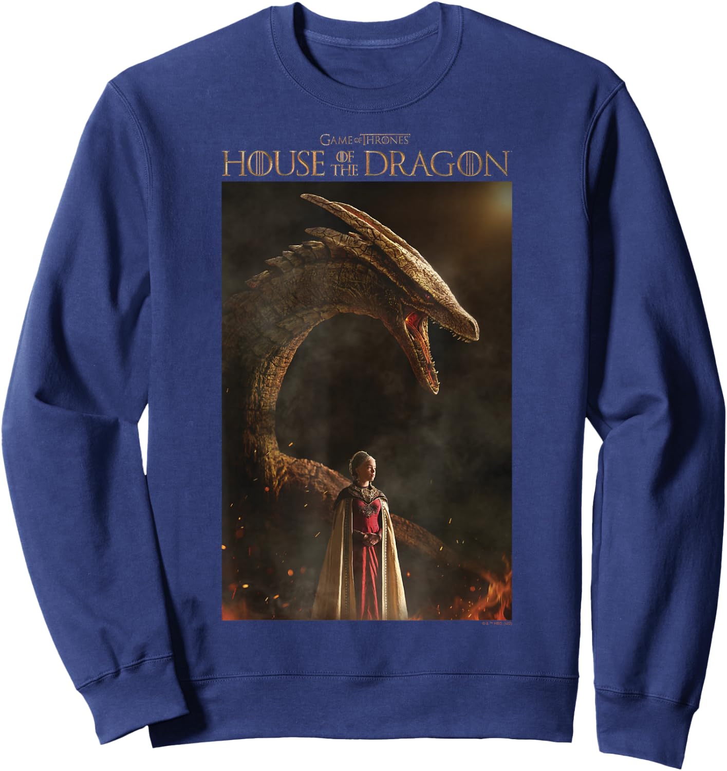 House of the Dragon Rhaenyra Targaryen Syrax Dragon Poster Sweatshirt - Sweatshirt | Navy