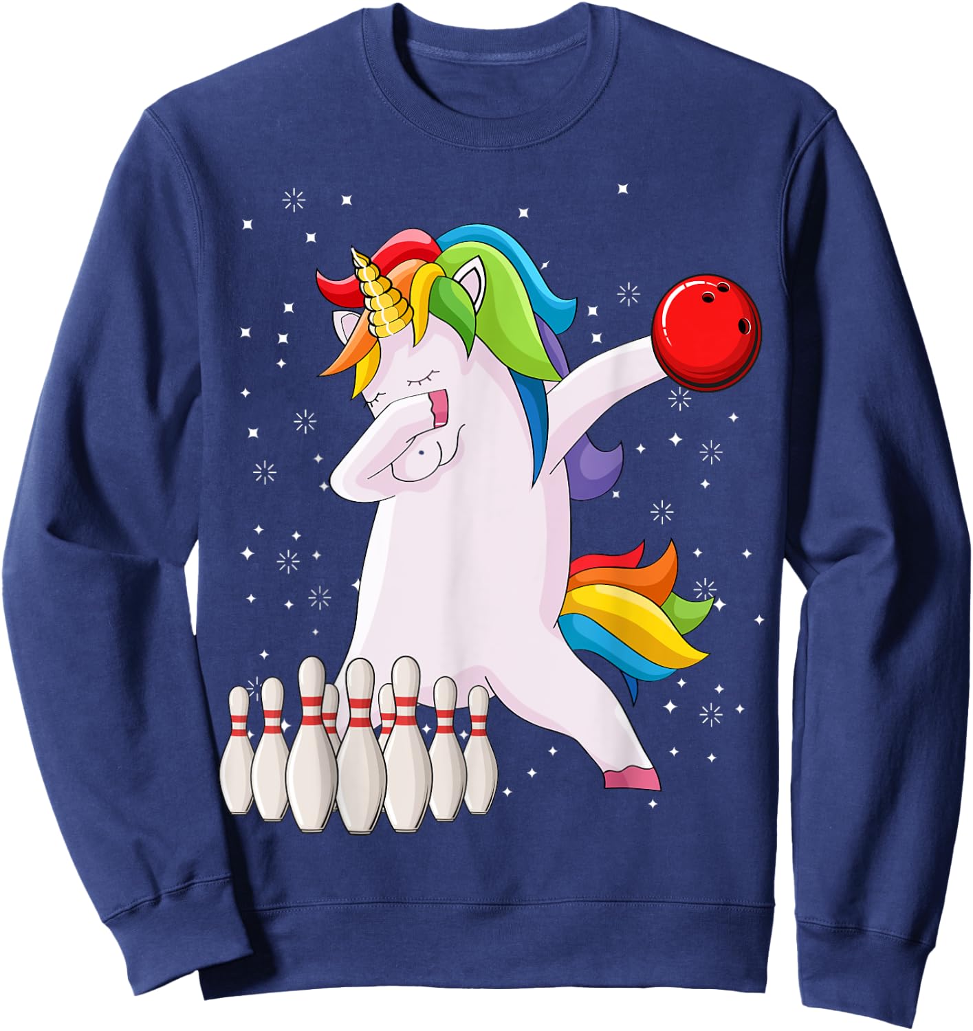Dabbing Unicorn Bowling Ball Funny Bowling Sweatshirt - Sweatshirt | Navy