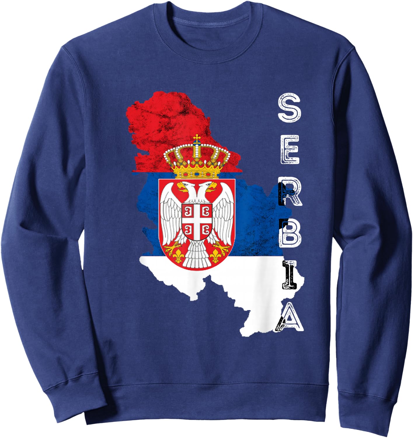 Serbia Vintage Serbian Map Srbija Serbian Flag Serbian Pride Sweatshirt - Sweatshirt | Navy