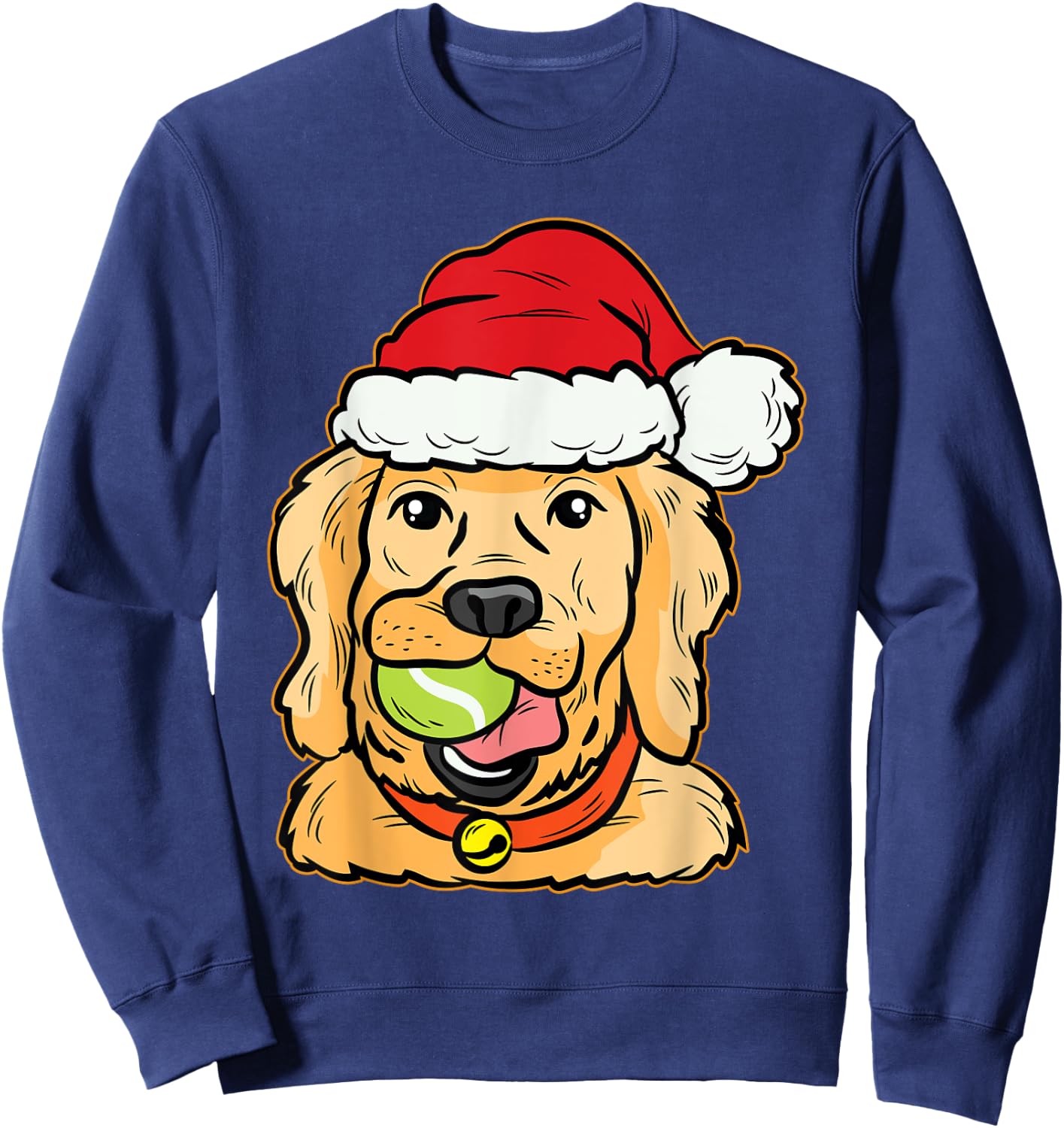Golden Retriever Tennis Ball Christmas Pajama Dog Puppy Xmas Women Kids Sweatshirt - Sweatshirt | Navy