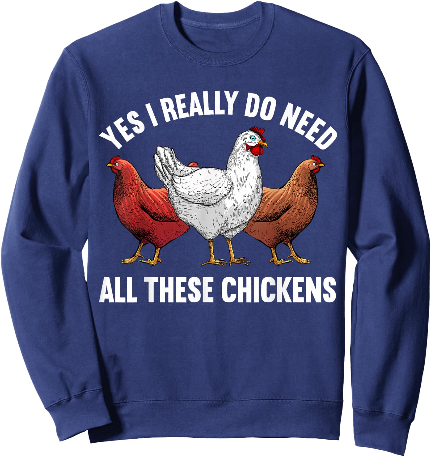 Cool Chicken Art Women Poultry Animal Chicken Farmer Sweatshirt - Sweatshirt | Navy