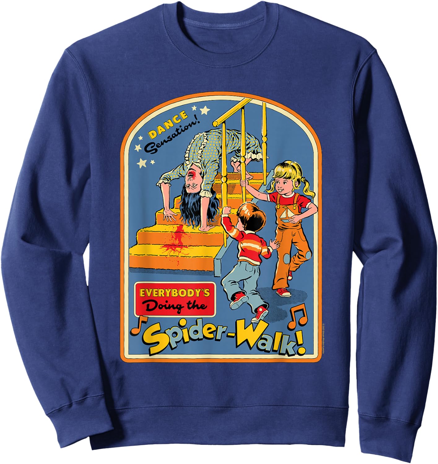 Steven Rhodes Spider-Walk Dance Sensation Retro Dark Humor Sweatshirt - Sweatshirt | Navy