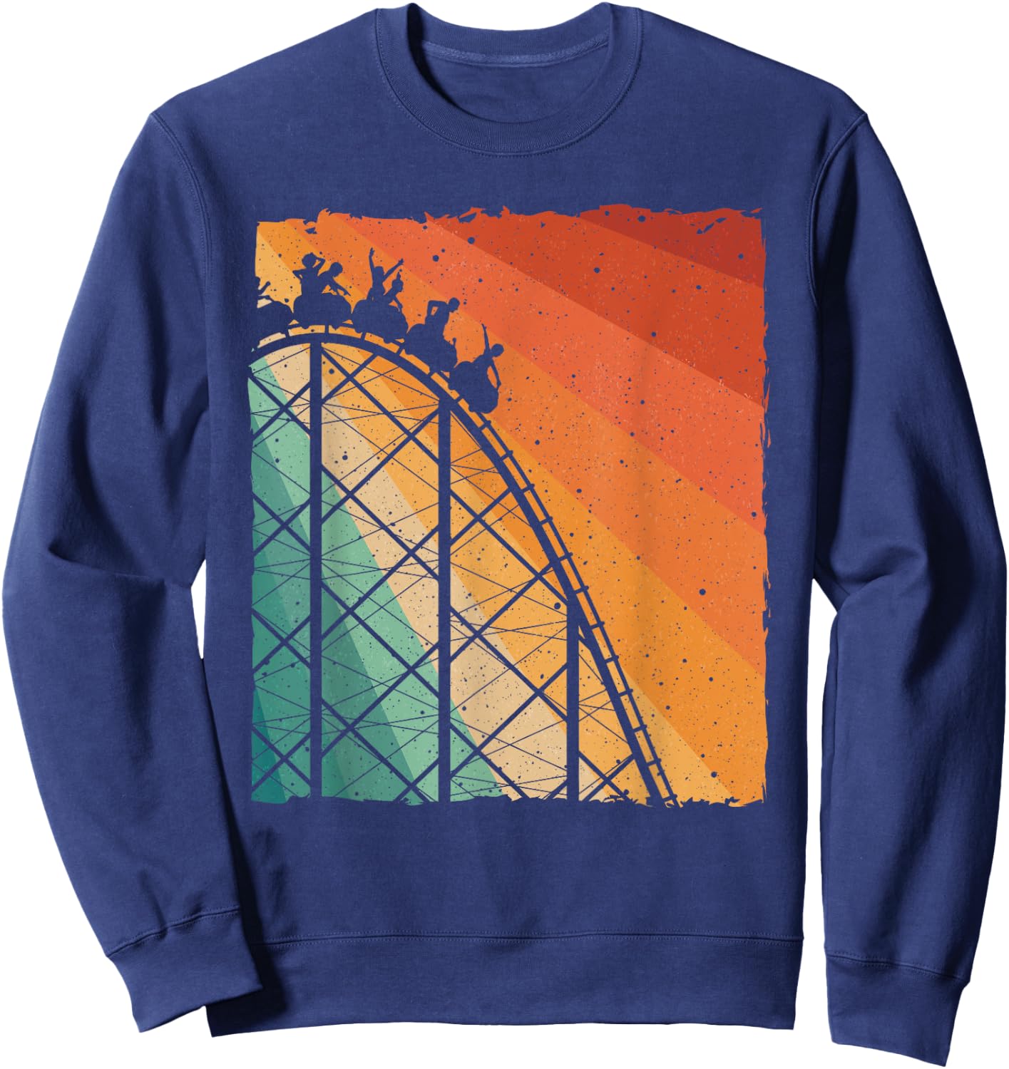 Cute Vintage Roller Coaster Design Men Women Amusement Park Sweatshirt - Sweatshirt | Navy