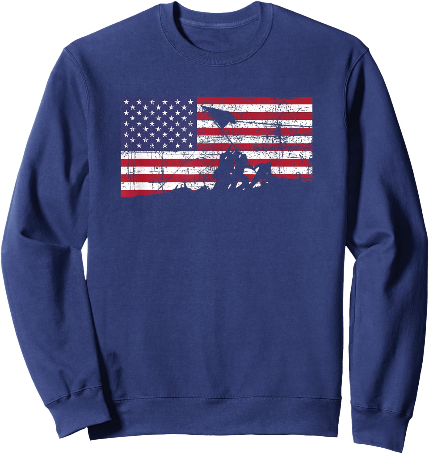 American Flag Patriot Battle of Iwo Jima Sweatshirt - Sweatshirt | Navy