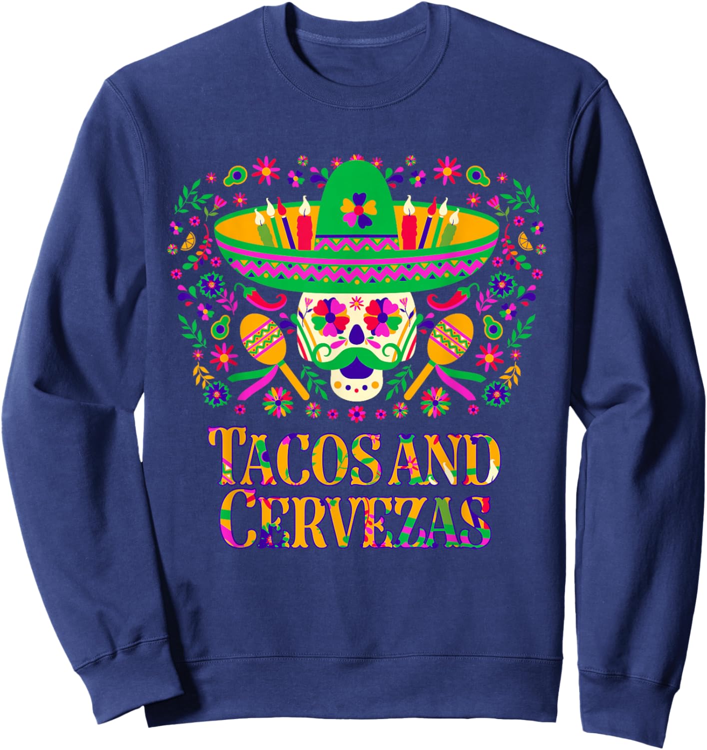 Tacos and Cervezas Taco Lover Beer Mexican Food Brewer Sweatshirt - Sweatshirt | Navy