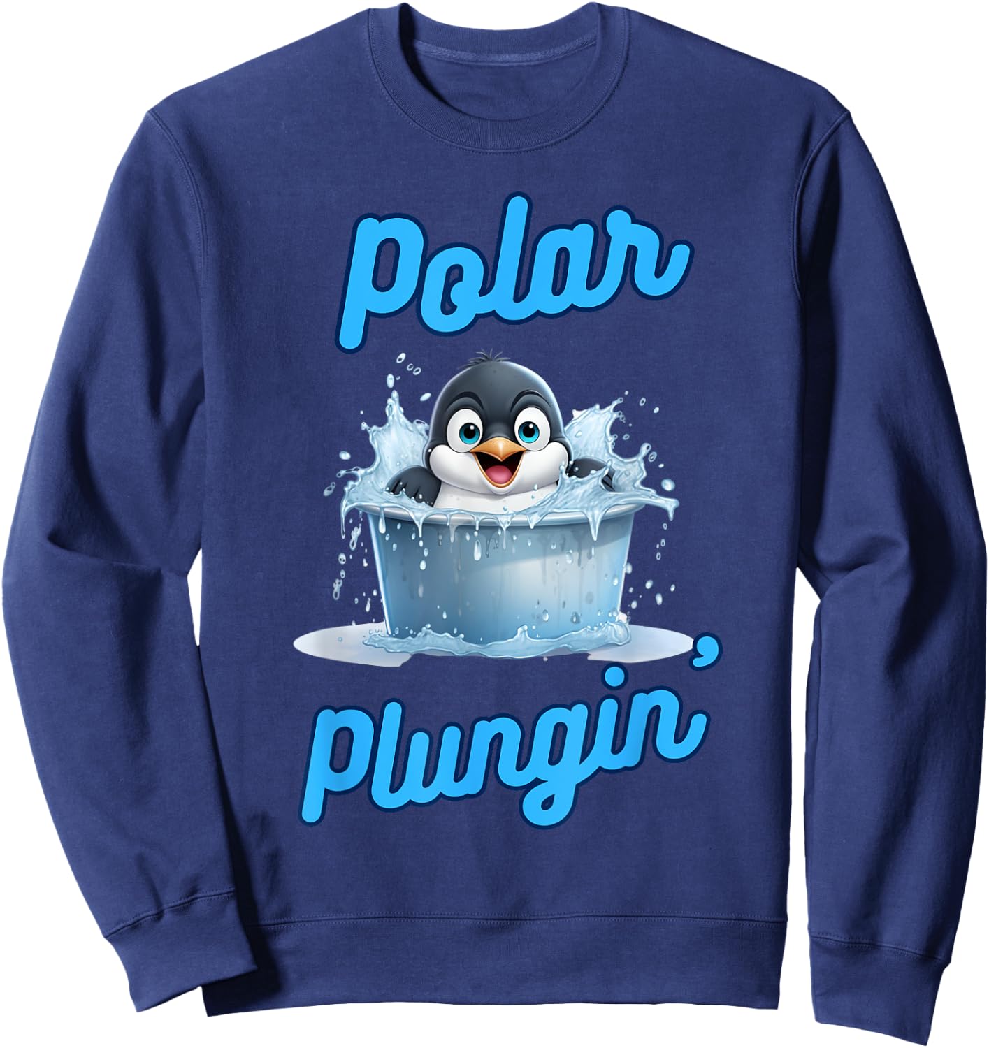 Polar Plungin Penguin Ice Bath Addict Cold Plunge Sweatshirt - Sweatshirt | Navy