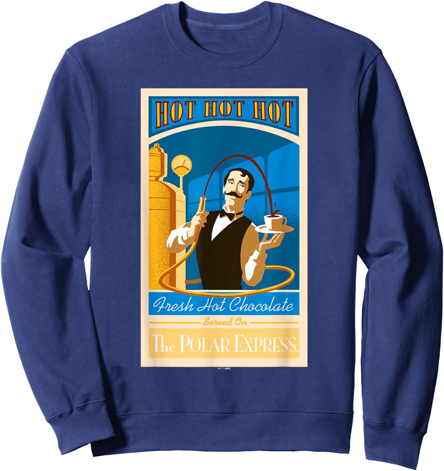 The Polar Express Christmas, Serving Hot, Hot Chocolate Sweatshirt - Sweatshirt | Navy