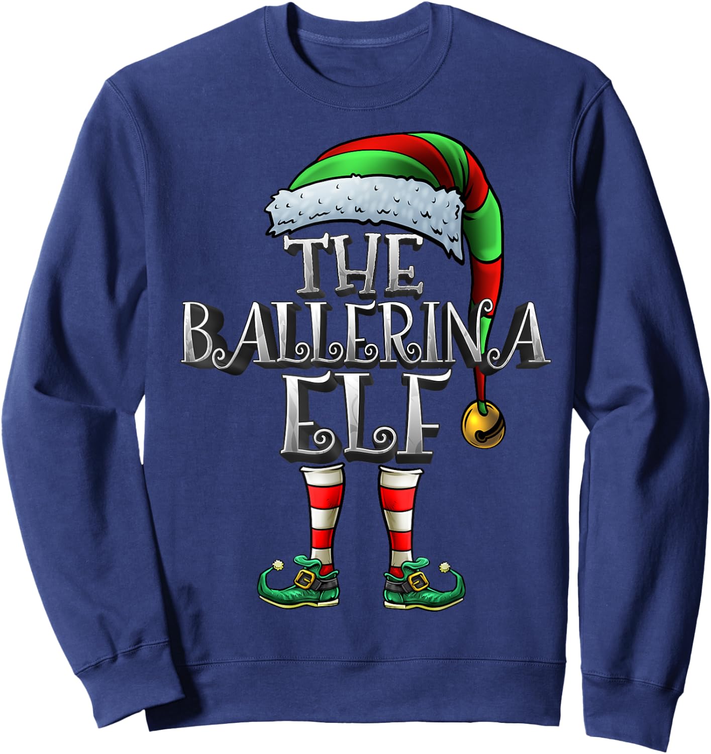 Ballerina Elf Shirt Matching Family Ballerina Christmas Elf Sweatshirt - Sweatshirt | Navy