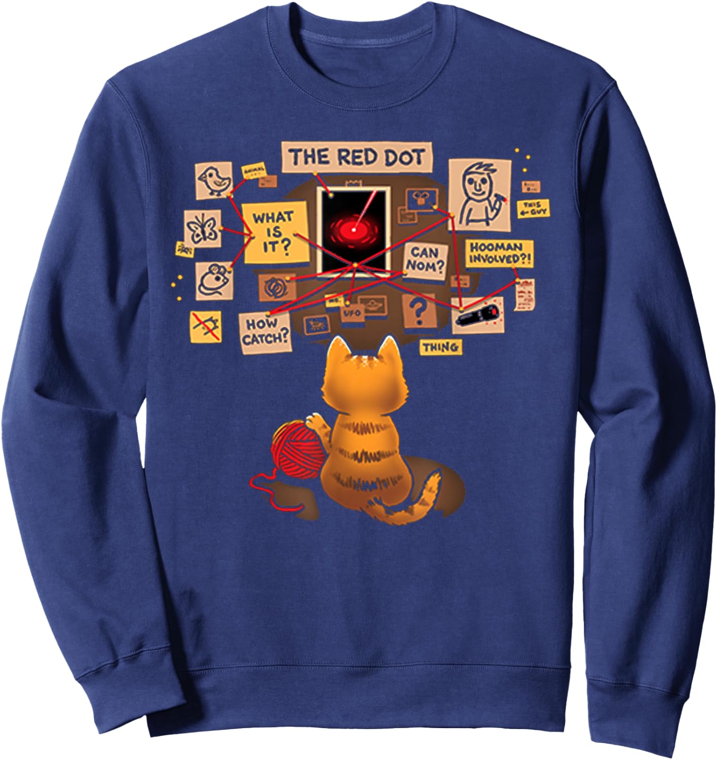 Funny Cat Red Dot Therory Kitten Sweatshirt - Sweatshirt | Navy