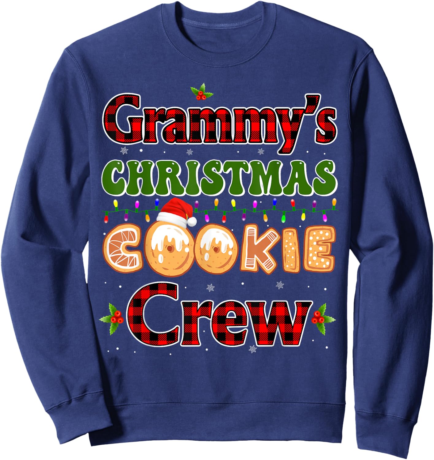 Red Plaid Cute Grammy Christmas Cookie Crew Gingerbread Sweatshirt - Sweatshirt | Navy