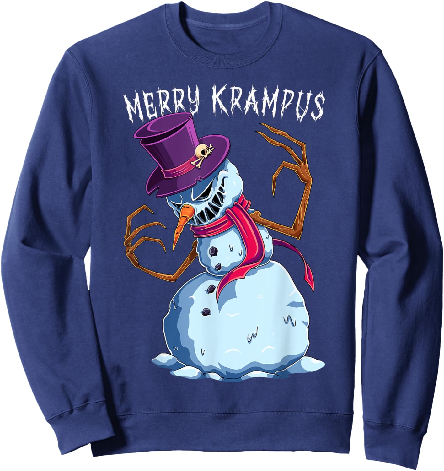 Merry Krampus Snowman Scary Christmas Evil Monster Xmas Sweatshirt - Sweatshirt | Navy