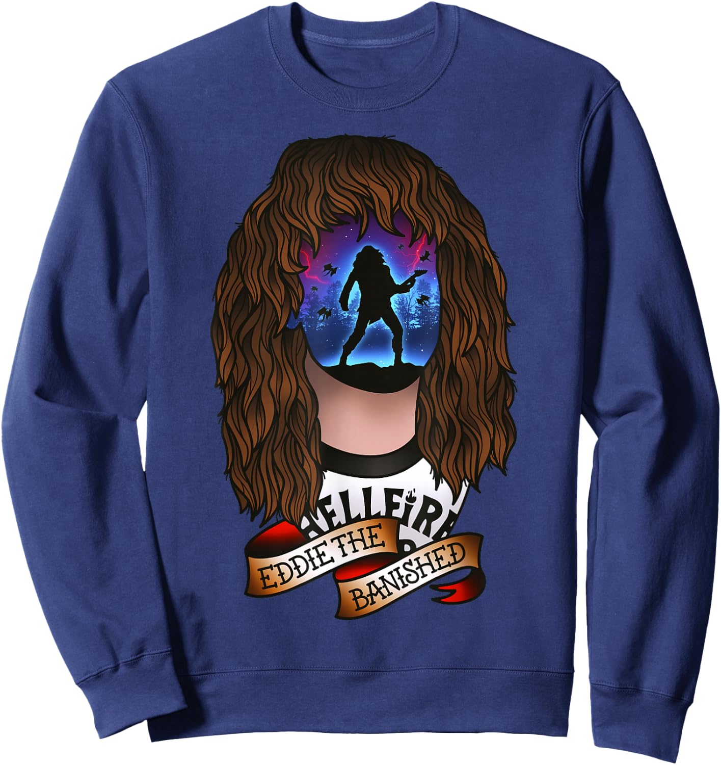 Stranger Things Eddie The Banished Tattoo Style Epic Scene Sweatshirt - Sweatshirt | Navy