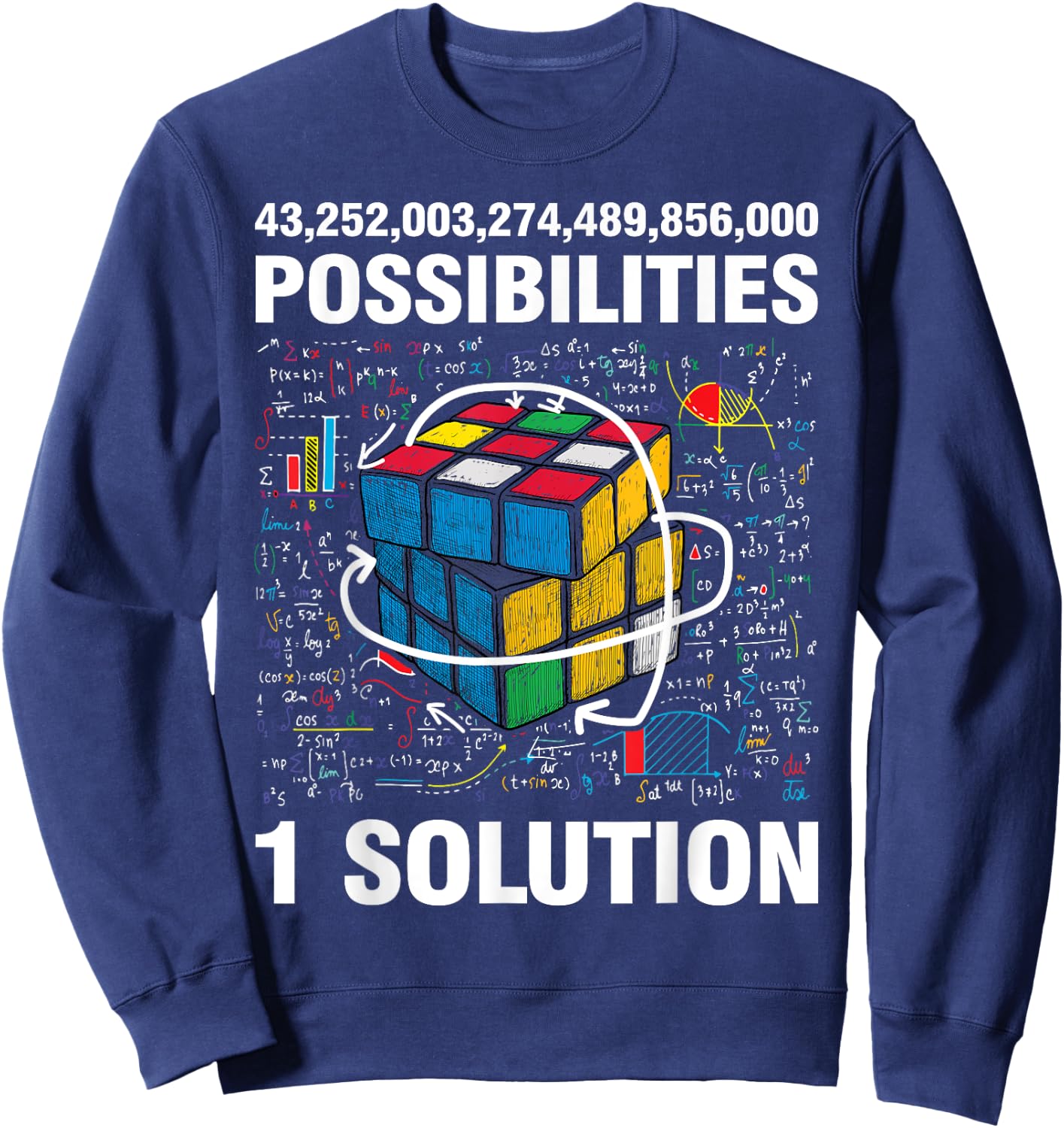 Funny Speed Cubing One Solution Math Lovers Boys Girls Sweatshirt - Sweatshirt | Navy