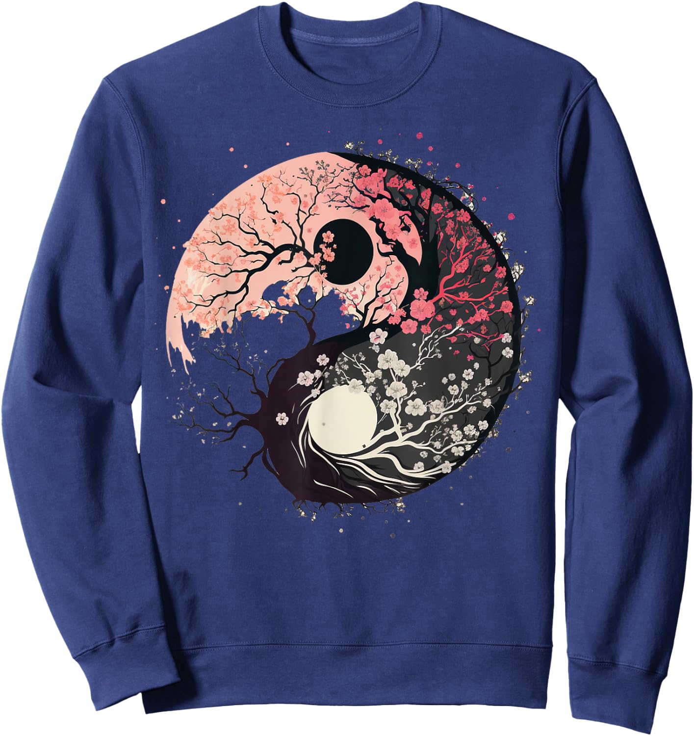 Cherry Blossom Taoism Yin Yang on Zen Taijitu Yin Yang Sweatshirt - Sweatshirt | Navy