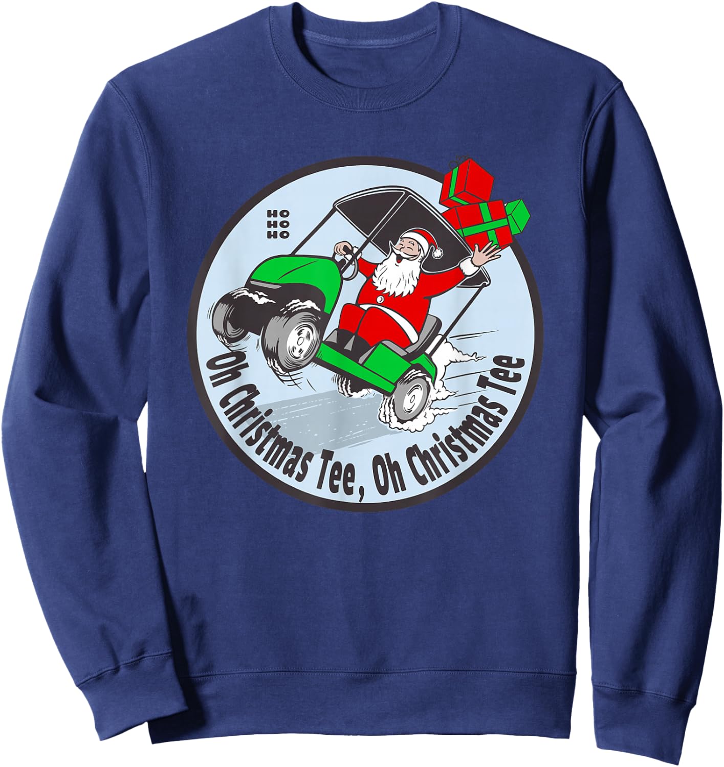 Funny Golfing Santa Claus - Christmas Golfer Golf Cart Sweatshirt - Sweatshirt | Navy