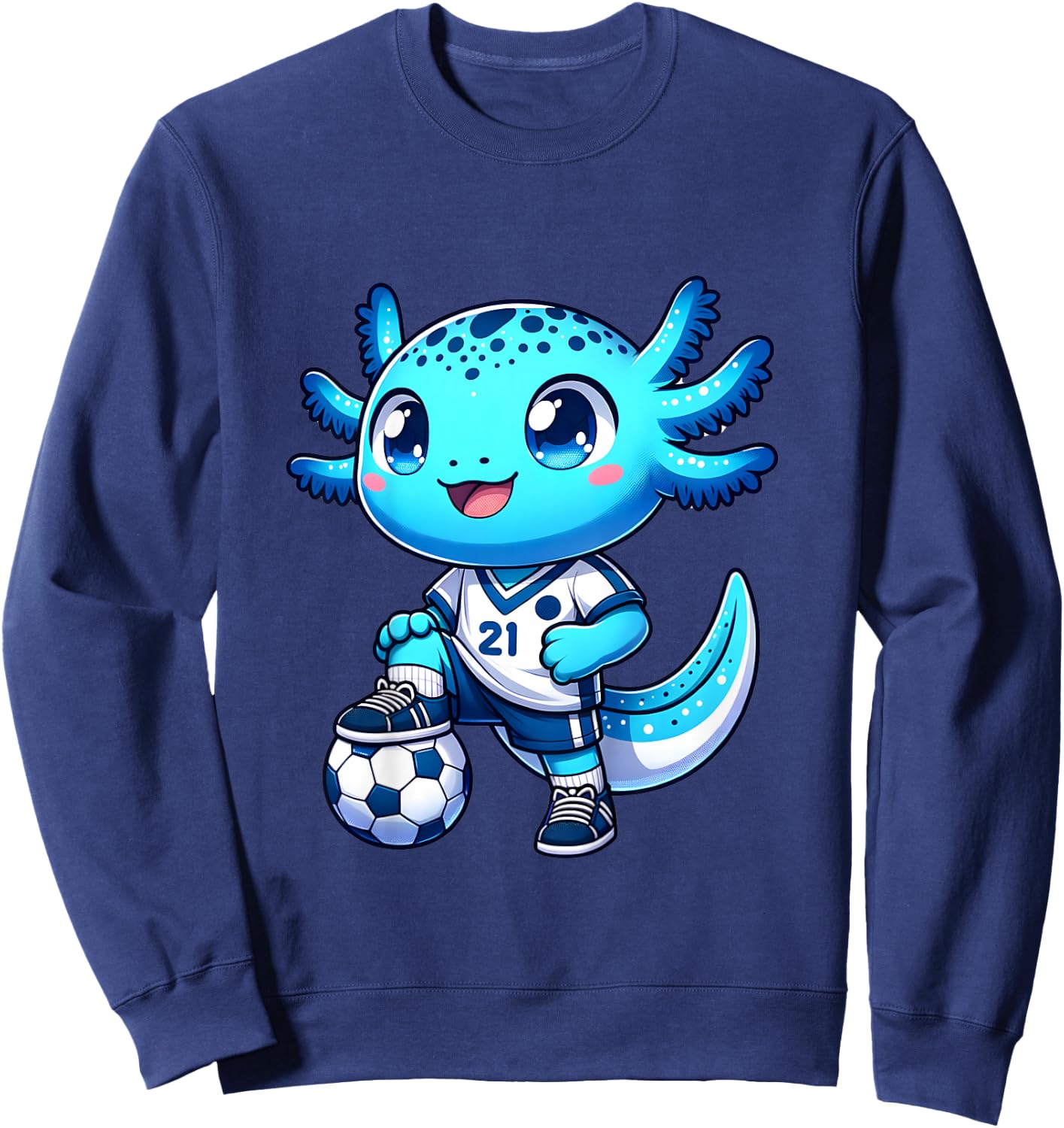 Funny axolotl soccer player boy girl Sweatshirt - Sweatshirt | Navy