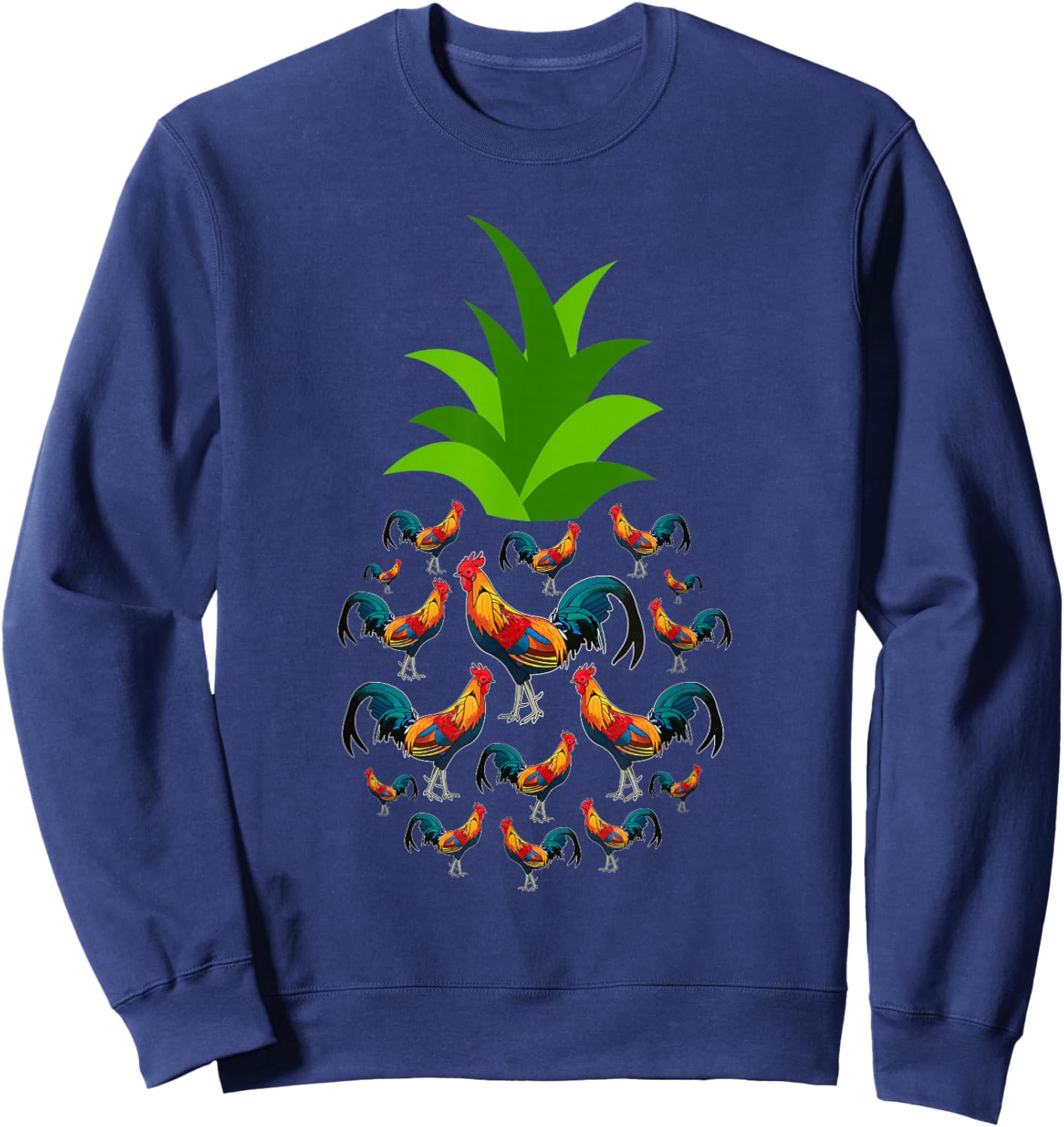 Hawaiian Pineapple Chickens Tropical Kauai Hawaii Chicken Sweatshirt - Sweatshirt | Navy