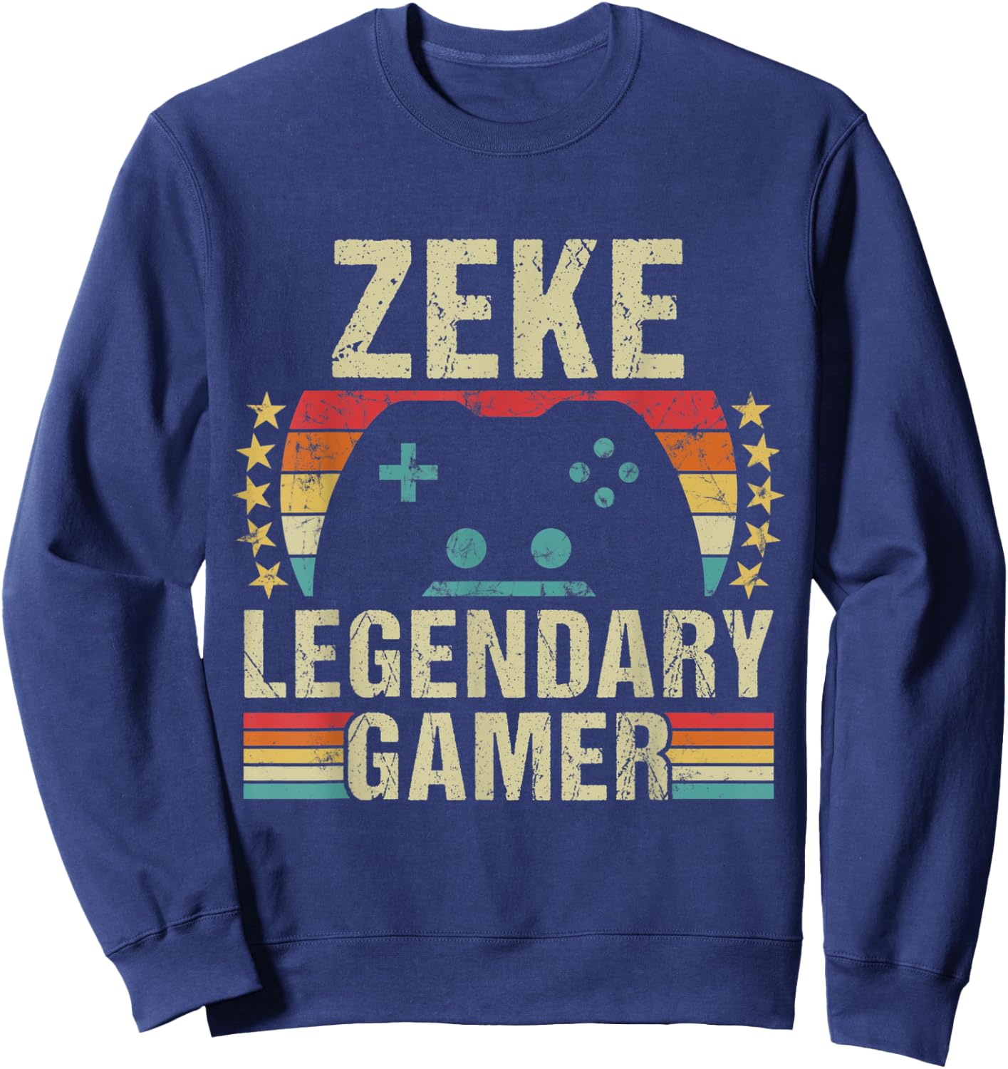 Zeke Gamer Retro Gaming Vintage Game Personalized 70s Sweatshirt - Sweatshirt | Navy