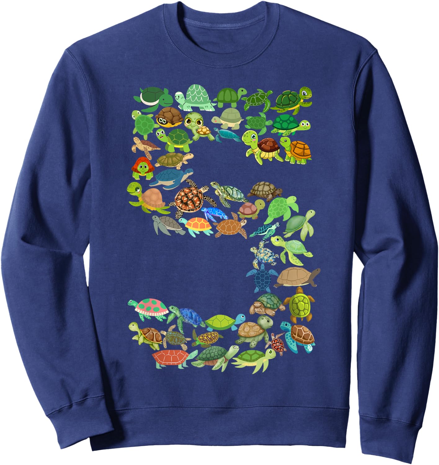 Kids 5th Birthday Sea Turtle Tortoise Themed 5 Year Old Boys Sweatshirt - Sweatshirt | Navy