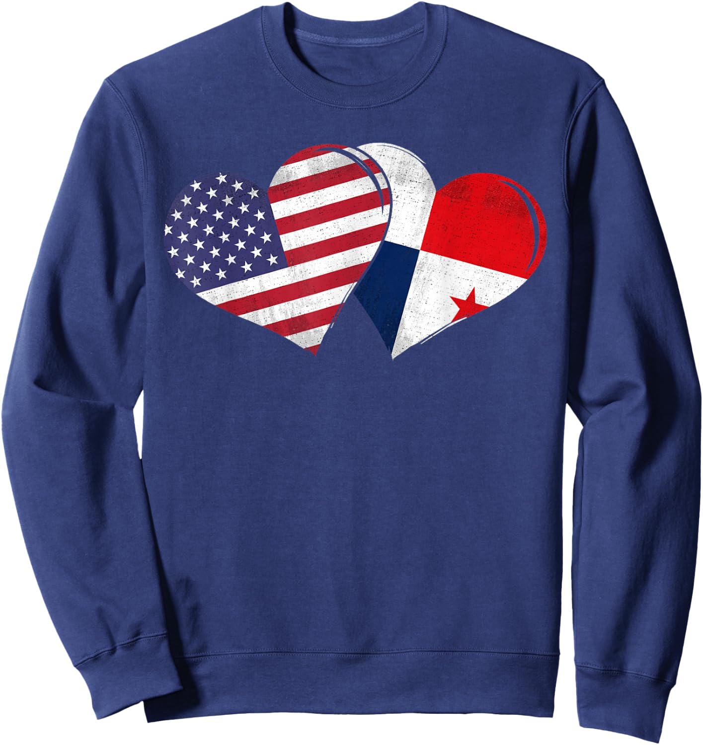 Vintage Panama - American Flag Heart For Panamanian Sweatshirt - Sweatshirt | Navy