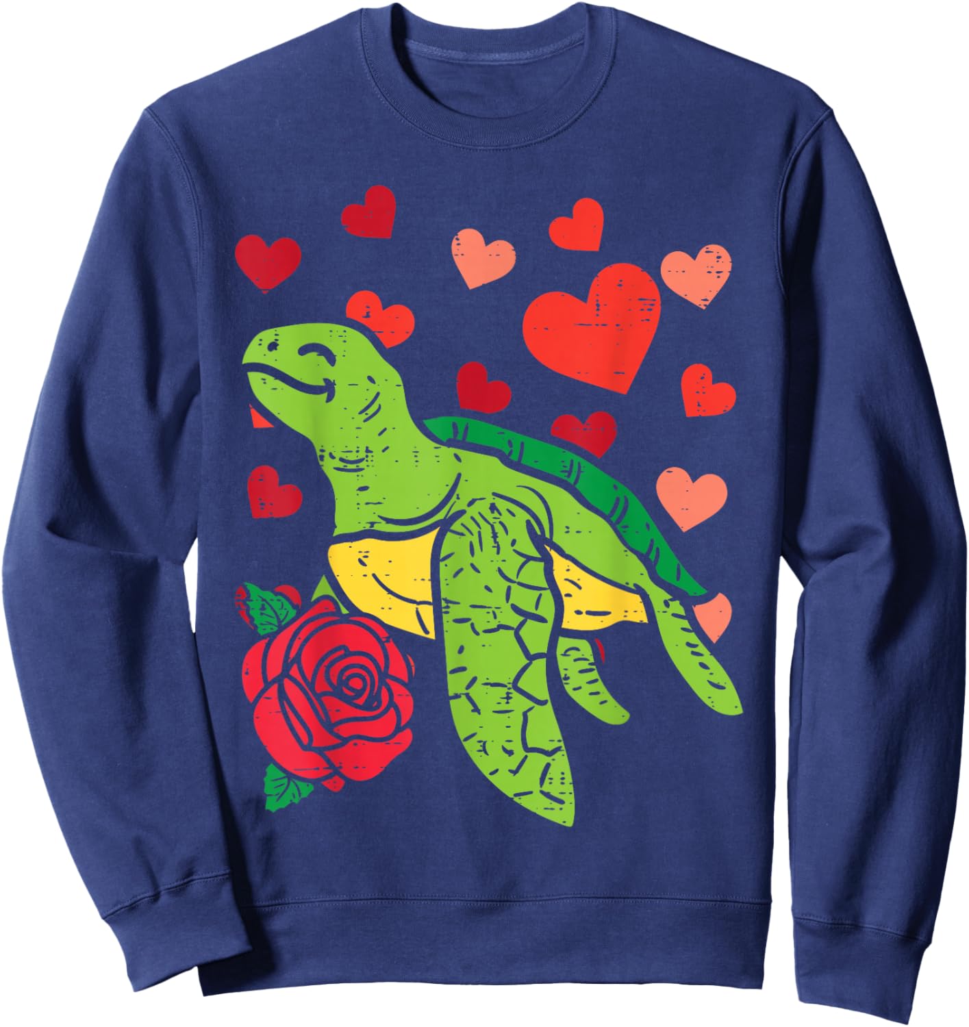 Valentines Day Turtle Hearts Cute Men Women Kids Boys Girls Sweatshirt - Sweatshirt | Navy