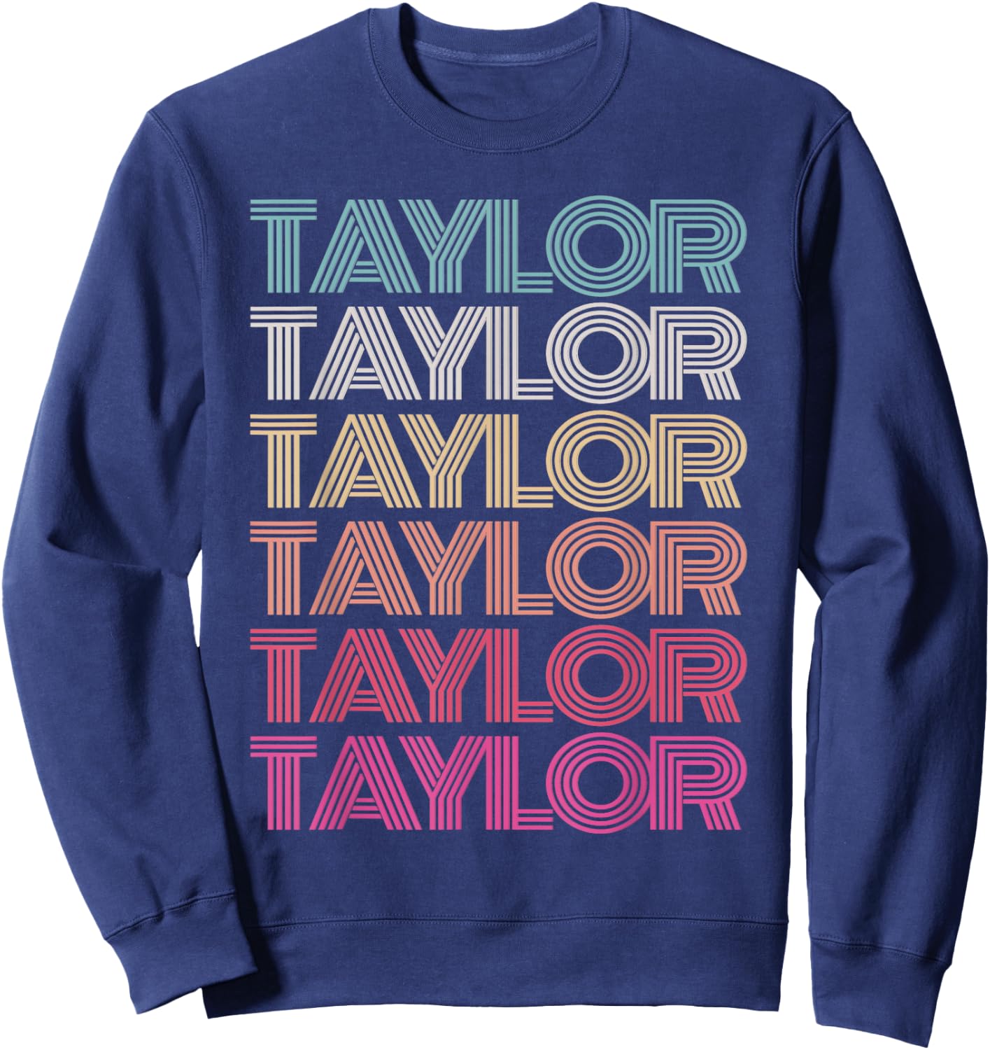 Girl Boy TAYLOR Retro First Name Personalized Birthday 70's Sweatshirt - Sweatshirt | Navy