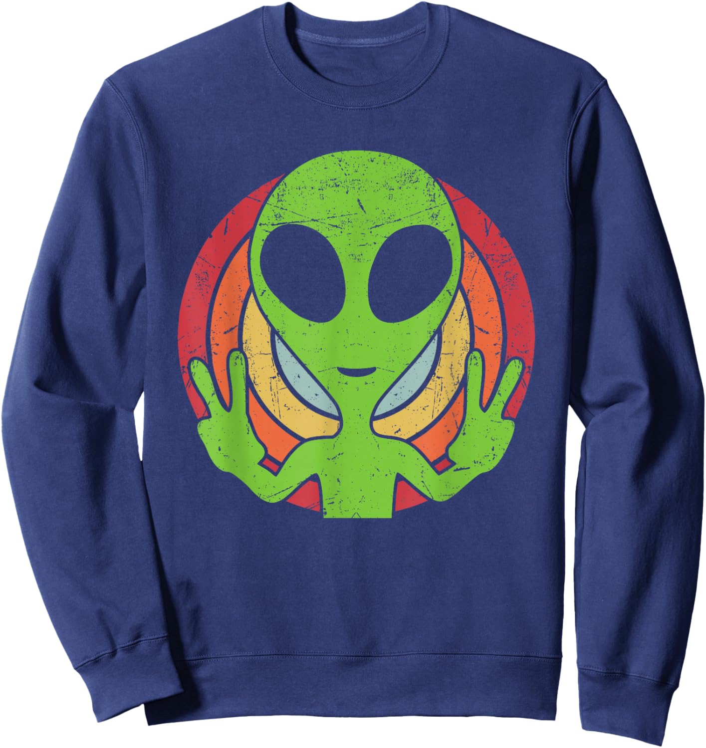 Funny Retro 80's Style Vintage UFO Lover Alien Space Gift Sweatshirt - Sweatshirt | Navy