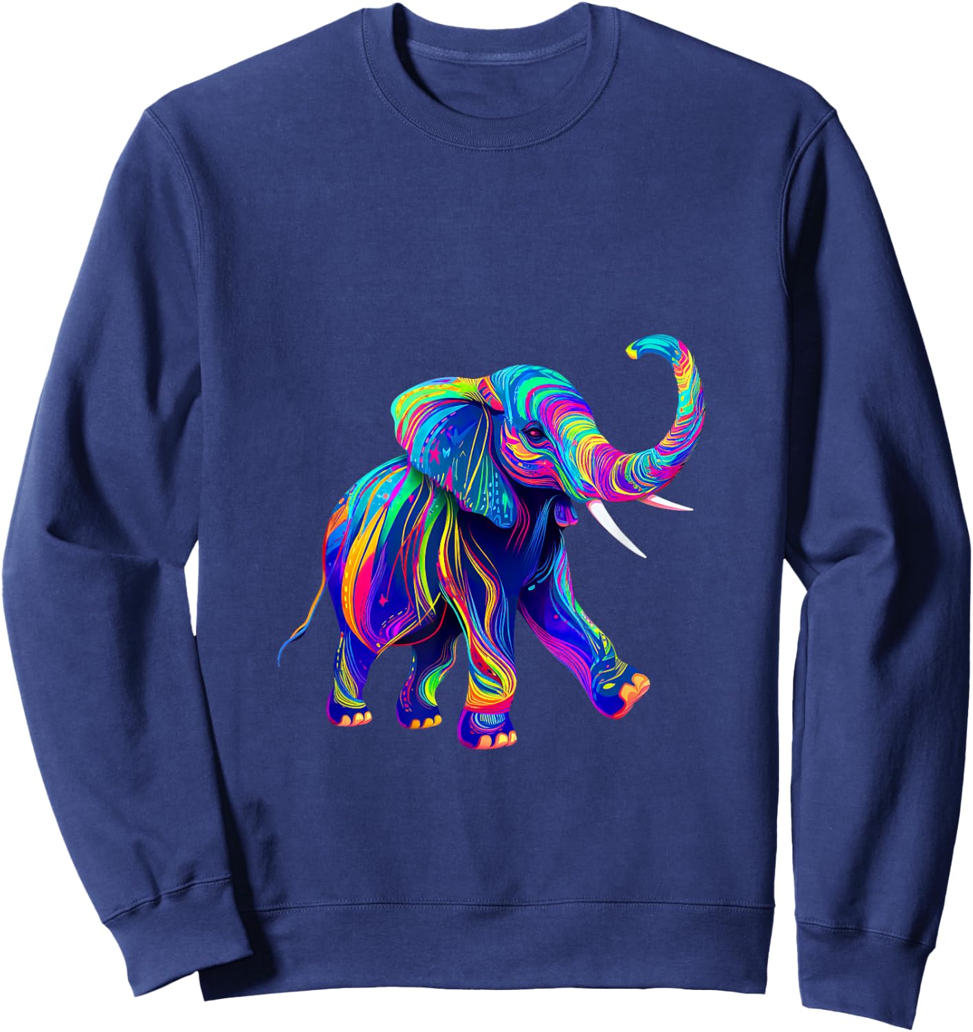 Retro synthwave 80s 90s Elephant Trunk up chakra yoga Sweatshirt - Sweatshirt | Navy