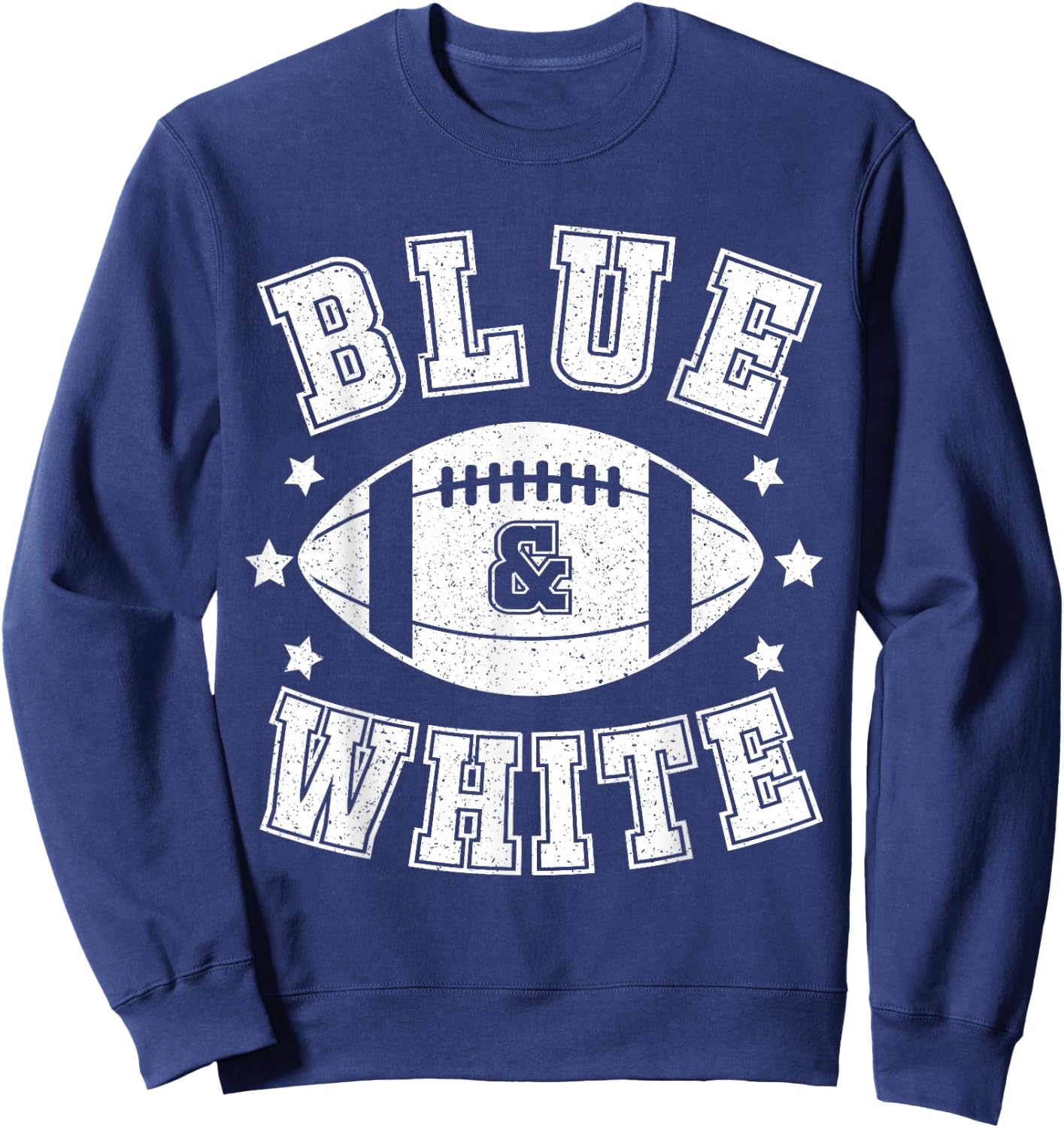 On Gameday Football We Wear Blue And White School Spirit Sweatshirt - Sweatshirt | Navy