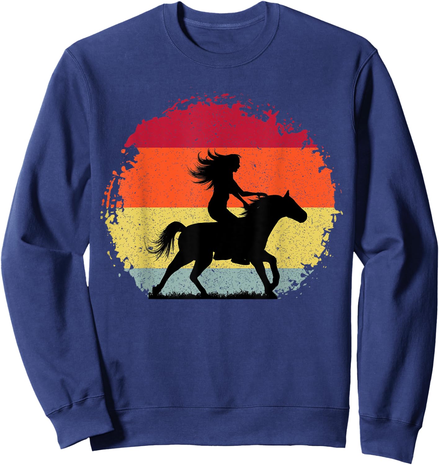 Girl Horse Riding Cowgirl Vintage Texas Ranch Equestrian Sweatshirt - Sweatshirt | Navy