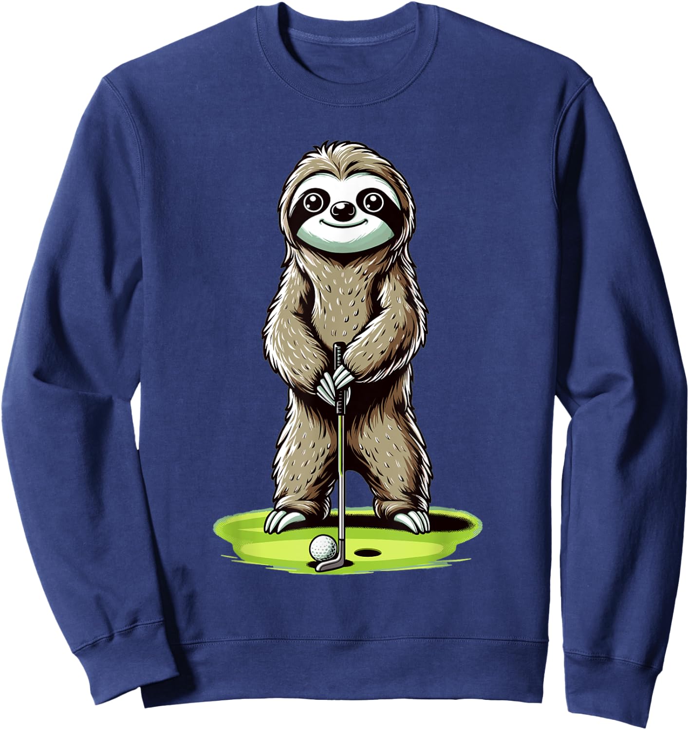 Sloth Playing Golf Funny Golfing Lover Golfer Sweatshirt - Sweatshirt | Navy