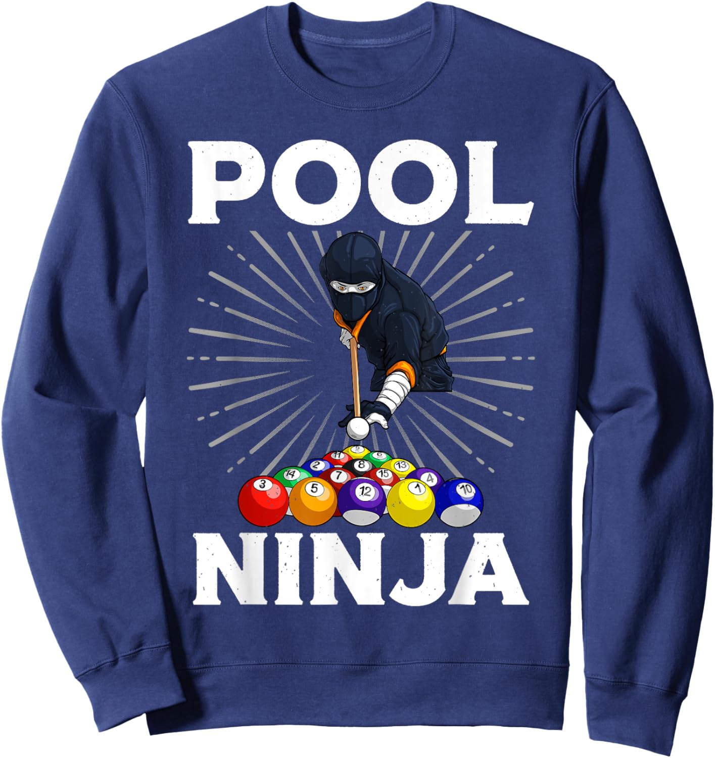 Cool Billiards Art Women Pool Player Ninja Billiard Sweatshirt - Sweatshirt | Navy