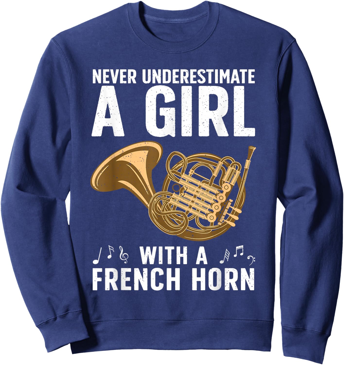 Best French Horn Art Girls French Horn Lover Sweatshirt - Sweatshirt | Navy